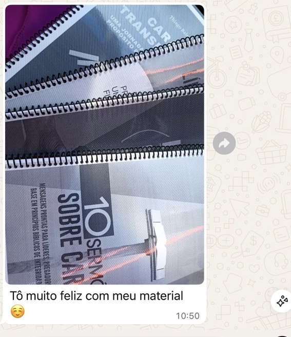 Depoimento real com os materiais impressos